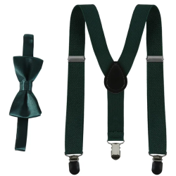 Bretele Si Papion Copii, Verde, 1-10 Ani
